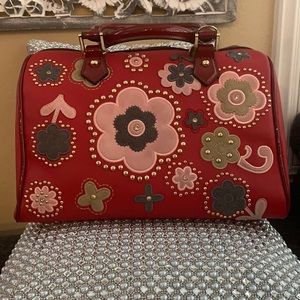 Nicole Lee Red Daisy Vegan Leather Satchel